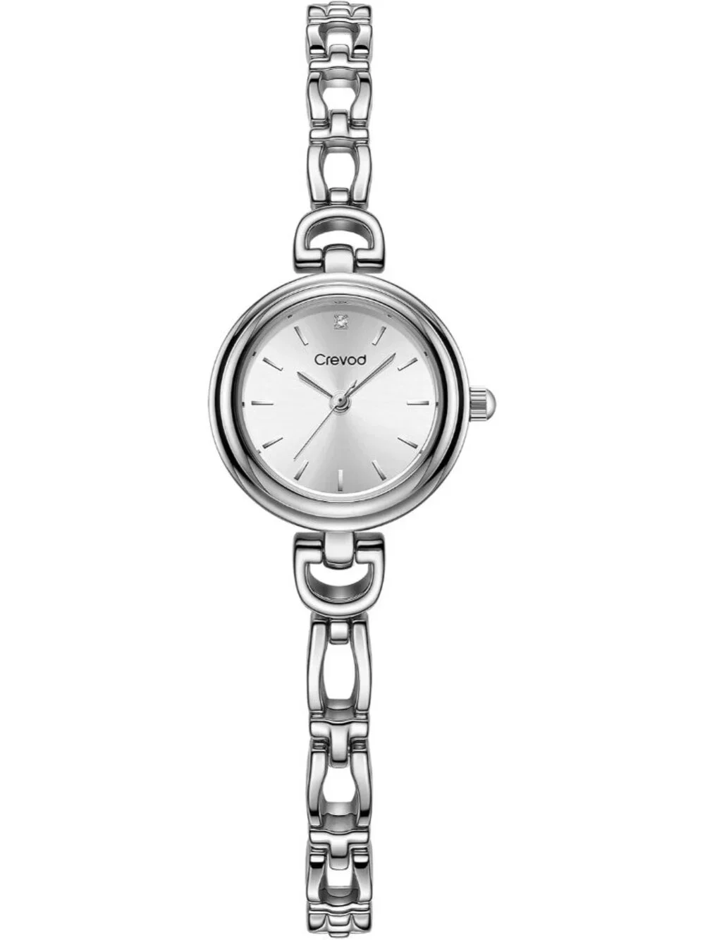 Women's Silver-White Elegant D-Ring Link Bracelet Luxury Quartz Wrist Watch